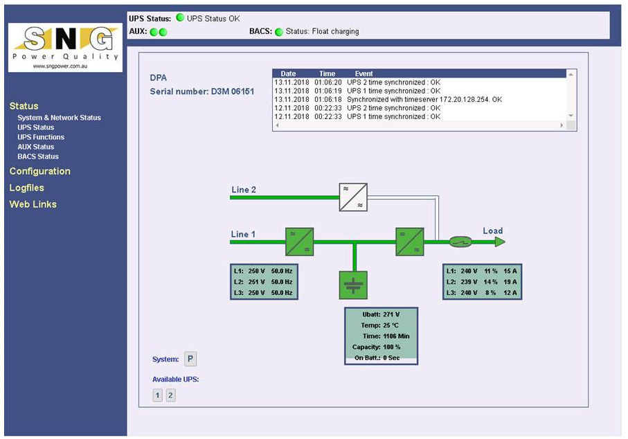 BACS battery management system (BMS) supports uninterruptible power supply (UPS) integration for monitoring, logging and alerts